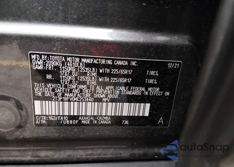 2021 Toyota Rav4 Xle from USA, damaged, VIN 2T3P1RFV0MC253440